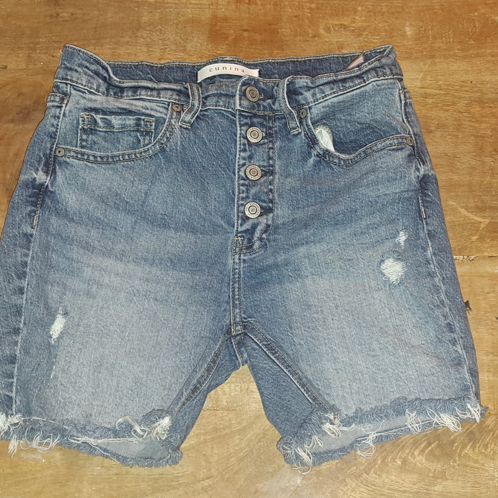 Nina Classic Blue Frayed Jean Shorts